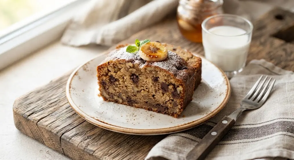 Banana Bread Slice + Milk